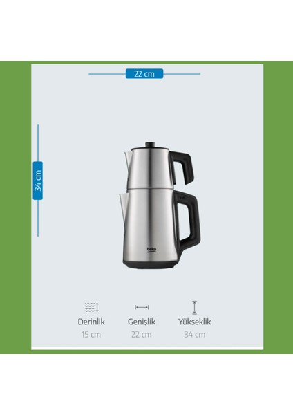 Güçlü ve Şık 1650 W Su Isıtıcısı, 1.7 L Demlik ve 0.7 L Çay Makinesi indirimleri