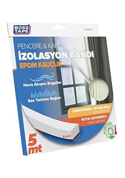 Tape Epdm Kauçuk Pencere Kapı Izolasyon Bandı Beyaz 5MMX15MMX5MT fiyatları