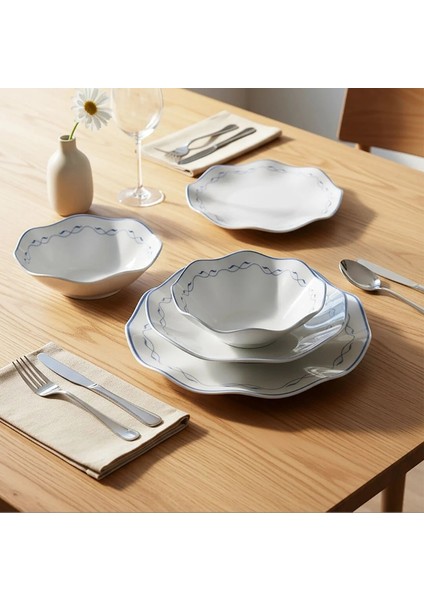 Nesrin 24 Parça Yemek Takımı Mavi 8123