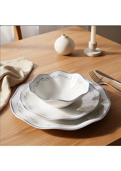 Nesrin 24 Parça Yemek Takımı Mavi 8123 fırsatları