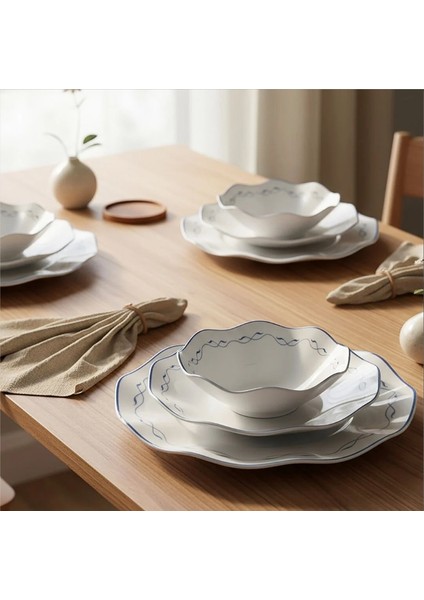 Nesrin 24 Parça Yemek Takımı Mavi 8123 indirimleri