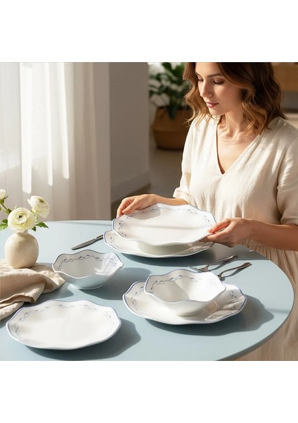 Nesrin 24 Parça Yemek Takımı Mavi 8123