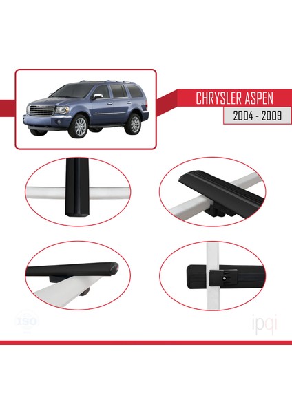 Chrysler Aspen 2004-2009 Arası ile Uyumlu Basıc Model Ara Atkı Tavan Barı Siyah 3 Adet fırsatları