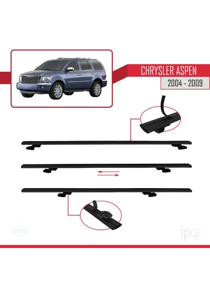 Chrysler Aspen 2004-2009 Arası ile Uyumlu Basıc Model Ara Atkı Tavan Barı Siyah 3 Adet indirimleri