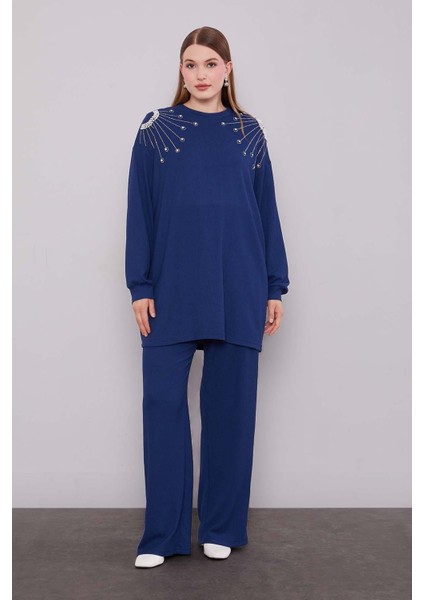 Lacivert Omuz Yıldız Taş Detaylı
