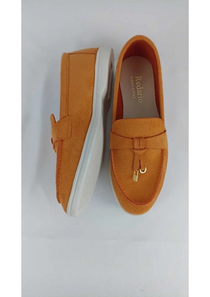 Kadın Turuncu Süet Babet