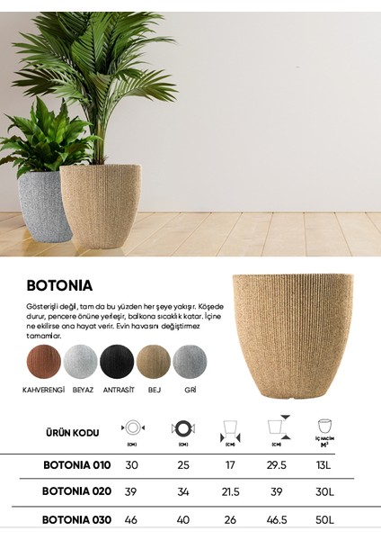 Dekoratif Saksı - Botonıa 020 - 30L - Bej indirimleri