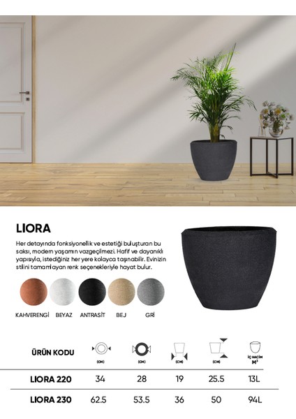 Dekoratif Saksı - Lıora 220 - 13L - Bej fırsatları