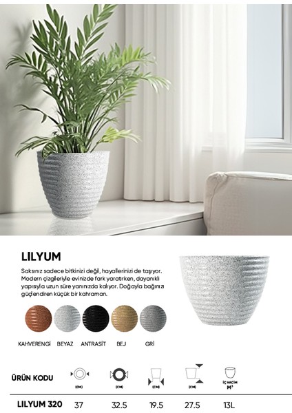 Dekoratif Saksı - Lılyum 320 - 13L - Bej fırsatları