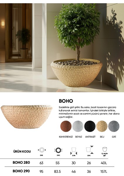 Dekoratif Saksı - Boho 290 - 157L - Bej fırsatları