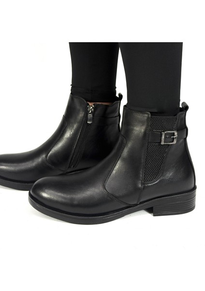 Hakiki Deri Yüksek Kalın Topuklu Kısa Deri Bot M4594 modelleri
