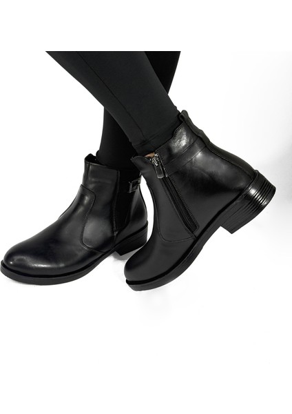 Hakiki Deri Yüksek Kalın Topuklu Kısa Deri Bot M4594 fırsatları