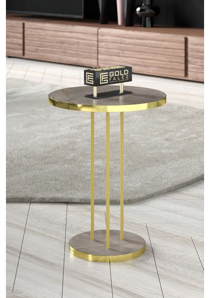 Orta Sehpa ve Zigon Sehpa Terra Set Gold Gordion