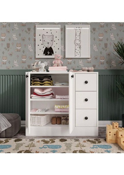 %100 Mdf 2 Kapaklı 3 Çekmeceli Çok Amaçlı Dolap -Mutfak-Kahve-Banyo-Çocuk-Oyuncak Dolabı,beyaz-Meşe modelleri