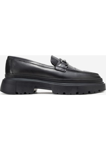 Erkek Kalın Tabanlı Loafer Gerçek Deri Mc 19675 Siyah
