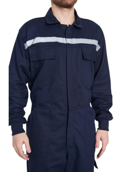 Gabardin 16/12 Reflektörlü Lacivert Iş Tulumu