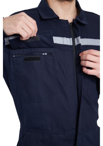 Gabardin 16/12 Reflektörlü Lacivert Iş Tulumu