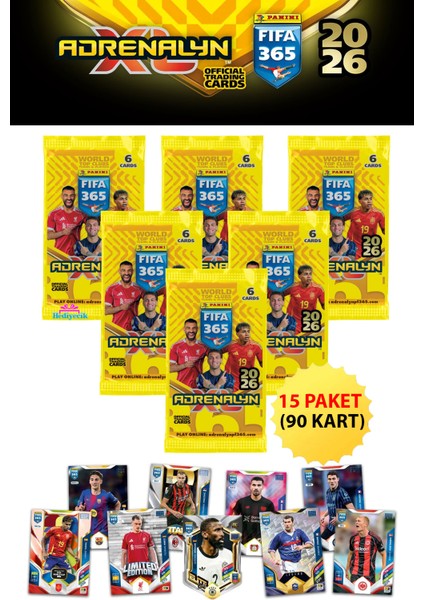 Fifa 365 Adrenalyn Xl 2026 Trading Card Futbolcu Kartları 15 Paket (90 Kart)