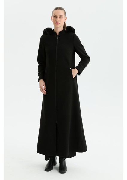 Günay Kraca Kışlık Kaşe Kadın Pardesü Kloş A Kesim Siyah Fermuarlı 2601 fiyatları