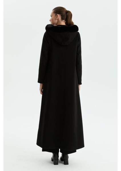 Günay Kraca Kışlık Kaşe Kadın Pardesü Kloş A Kesim Siyah Fermuarlı 2601 indirimleri