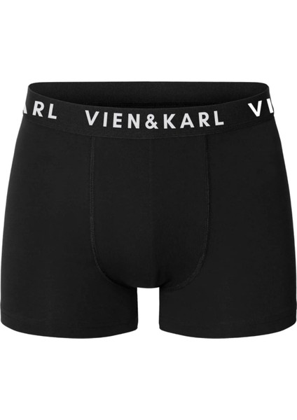 Erkek Siyah Gri 10'lu Paket Düz Likralı Boxer Şort
