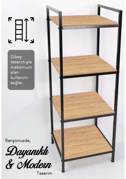 4 Katlı Ahşap Banyo Rafı - Banyo Düzenleyici Havluluk Organizer Çok Amaçlı Dolap Banyo Dolabı fırsatları