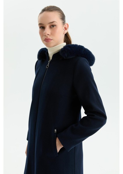 Günay Kraca Kışlık Kaşe Kadın Pardesü Kloş A Kesim Fermuarlı Lacivert 2601 fiyatları