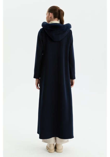 Günay Kraca Kışlık Kaşe Kadın Pardesü Kloş A Kesim Fermuarlı Lacivert 2601 indirimleri