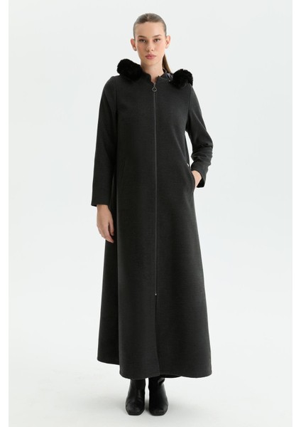 Günay Kraca Kışlık Kaşe Kadın Pardesü Kloş A Kesim Fermuarlı Gri 2601 modelleri