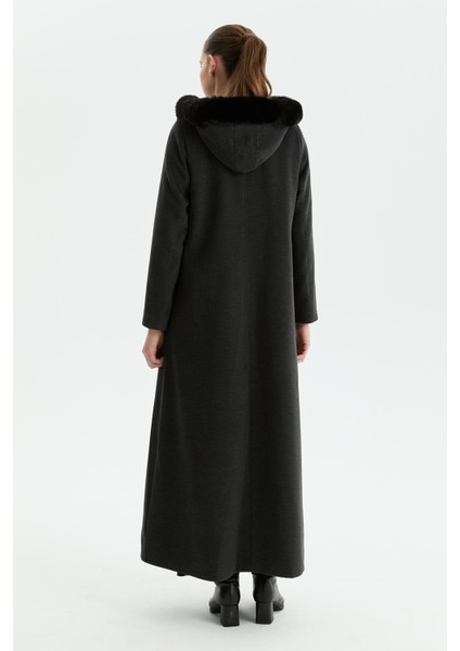 Günay Kraca Kışlık Kaşe Kadın Pardesü Kloş A Kesim Fermuarlı Gri 2601 indirimleri