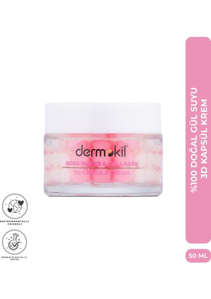 % 100 Doğal Gül Suyu Canlandırıcı Yenileyici 3D Kapsül Krem 50 ml