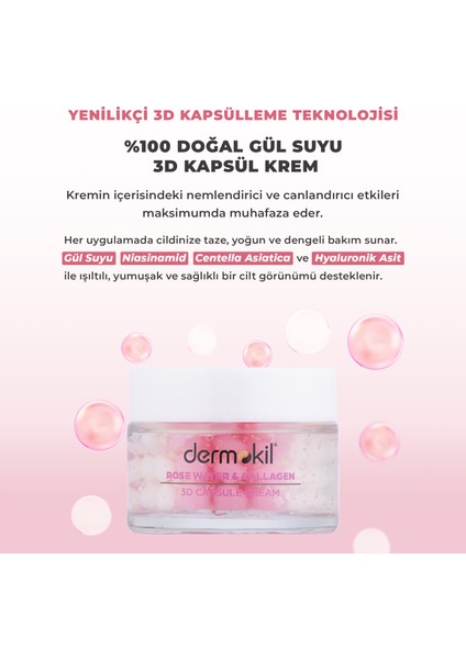% 100 Doğal Gül Suyu Canlandırıcı Yenileyici 3D Kapsül Krem 50 ml fiyatları