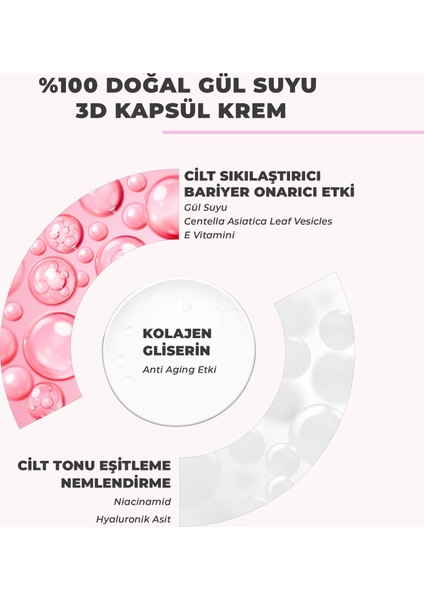 % 100 Doğal Gül Suyu Canlandırıcı Yenileyici 3D Kapsül Krem 50 ml modelleri