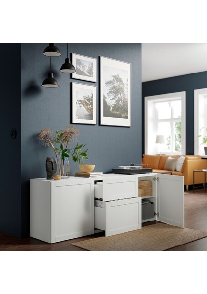 Dolap Kombinasyonu, Beyaz, 180X42X65 Cm, Hanvıken, Fren Raylı fiyatları