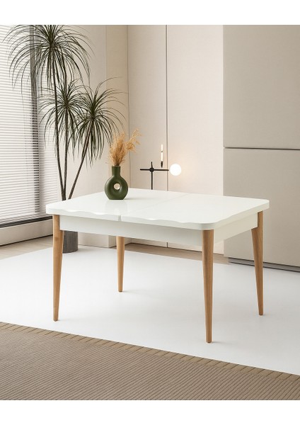 Kelebek Ortadan Açılır Büyüyen Yemek Masası Beyaz 70 x 120 cm