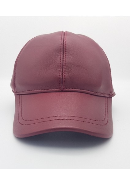 Erkek Kadın Hakiki Deri Şapka Bordo Renk fiyatları