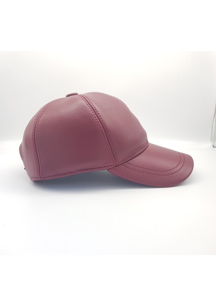 Erkek Kadın Hakiki Deri Şapka Bordo Renk modelleri