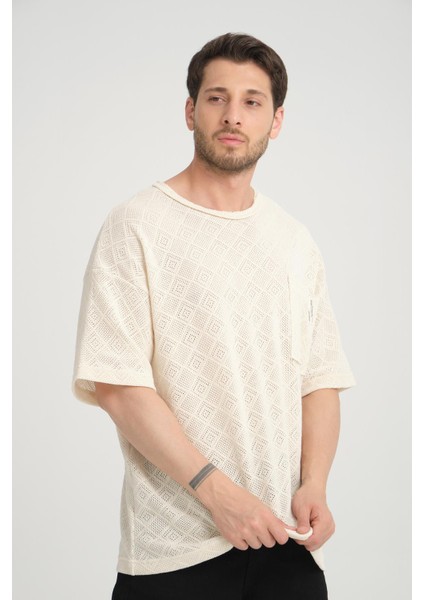 R-5832 Tek Cep Detaylı Örme Tişört modelleri