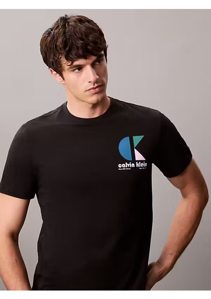 Calvın Kleın Erkek Marka Logolu Organik Pamuklu Günlük Kullanıma Uygun Siyah T-Shirt LV04RC843G Ub1 fırsatları