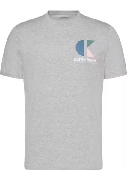 Calvın Kleın Erkek Marka Logolu Organik Pamuklu Günlük Kullanıma Uygun Gri T-Shirt LV04RC843G P79