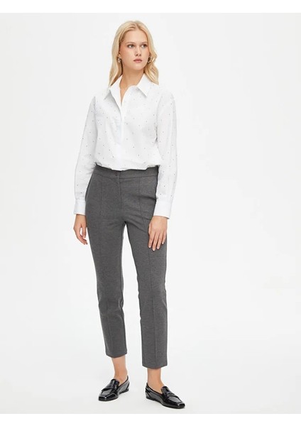 Önü Dikişli Slim Fit Örme Kadın Pantolon 00089 fiyatları