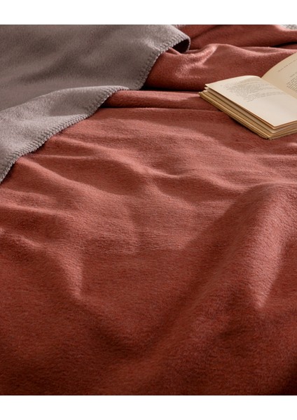 Caureo Tek Kişilik Jakarlı Pamuklu Battaniye - Vizon/turuncu indirimleri