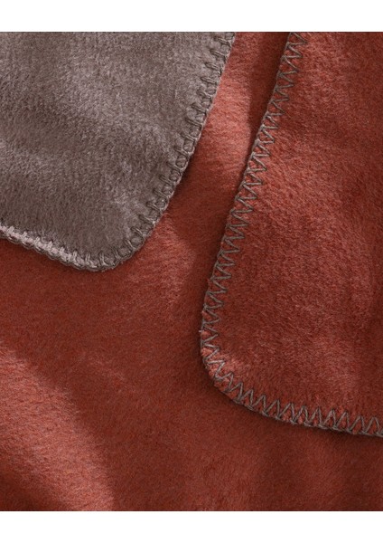 Caureo Tek Kişilik Jakarlı Pamuklu Battaniye - Vizon/turuncu