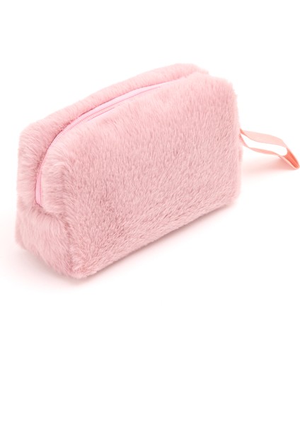 Chic Clutch Seyahat Makyaj Organizeri Kozmetik Çantası Tüy Peluş - 250 Açık Pembe modelleri