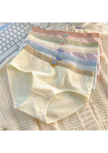 5 Çift Kadın Iç Çamaşırı Orta Bel Dikişsiz Rahat Ortaokul Öğrencileri ve Kızlar Için Nefes Alabilen Pamuklu Boxer Külot (20-70KG Giyilebilir) (Yurt Dışından)