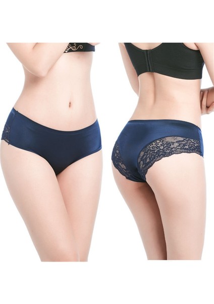 Kadınlar İçin Buz İpek Külot Orta Bel Dikişsiz Dantel Pamuklu Kasık Cilt Dostu Büyük Beden Nefes Alabilen Ultra İnce Külot Genç Bayanlar İçin (4'lü Paket 65-75 KG) (Yurt Dışından) fiyatları