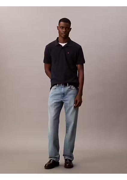 Calvın Kleın Erkek Marka Logolu Organik Pamuklu Polo Yakalı Kısa Kollu Günlük Kullanıma Uygun Şık Görünümlü Lacivert Polo Yaka T-Shirt LV040EM269 Cef
