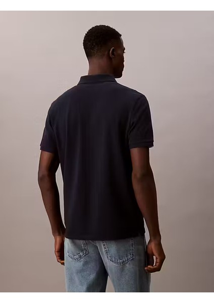Calvın Kleın Erkek Marka Logolu Organik Pamuklu Polo Yakalı Kısa Kollu Günlük Kullanıma Uygun Şık Görünümlü Lacivert Polo Yaka T-Shirt LV040EM269 Cef modelleri