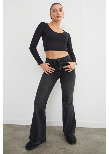 V Yaka Uzun Kol Crop Bluz fırsatları