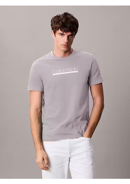 Calvın Kleın Erkek Marka Logolu Organik Pamuklu Günlük Kullanıma Uygun Gri T-Shirt LV04RC852G Pfp